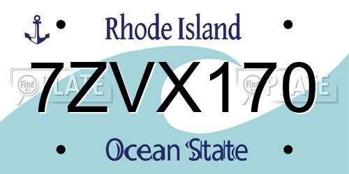 7ZVX170 Rhode Island License Plate