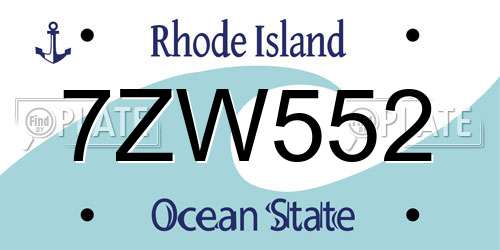7ZW552 Rhode Island License Plate