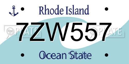 7ZW557 Rhode Island License Plate