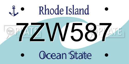 7ZW587 Rhode Island License Plate