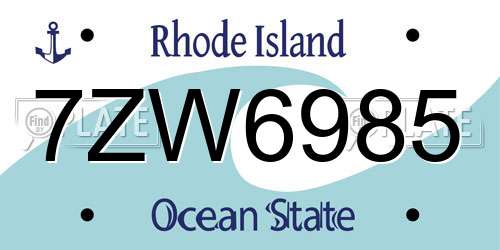 7ZW6985 Rhode Island License Plate
