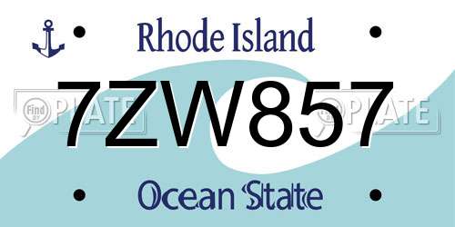 7ZW857 Rhode Island License Plate