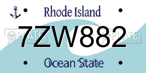 7ZW882 Rhode Island License Plate