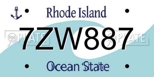 7ZW887 Rhode Island License Plate