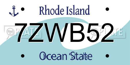 7ZWB52 Rhode Island License Plate