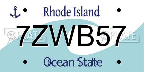 7ZWB57 Rhode Island License Plate