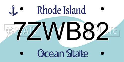 7ZWB82 Rhode Island License Plate