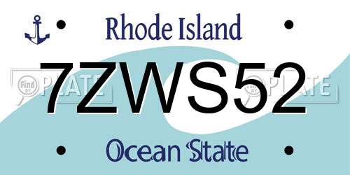 7ZWS52 Rhode Island License Plate