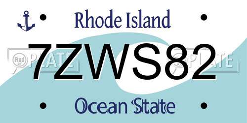 7ZWS82 Rhode Island License Plate