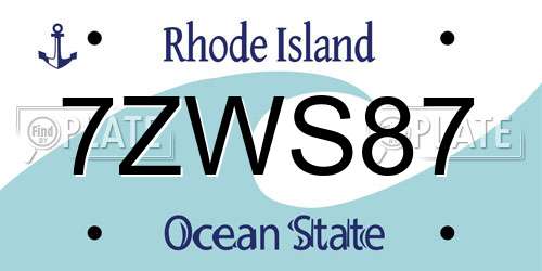 7ZWS87 Rhode Island License Plate