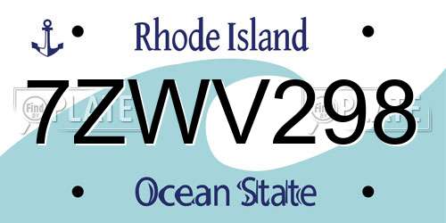 7ZWV298 Rhode Island License Plate
