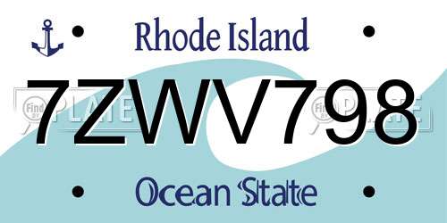 7ZWV798 Rhode Island License Plate
