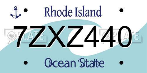 7ZXZ440 Rhode Island License Plate