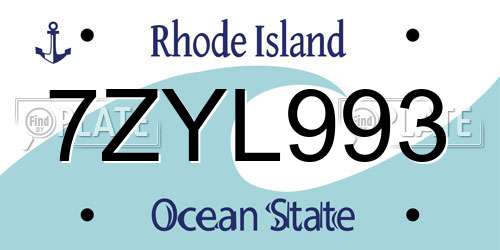 7ZYL993 Rhode Island License Plate