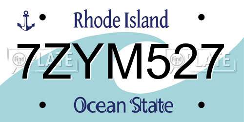 7ZYM527 Rhode Island License Plate