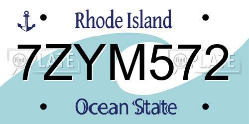 7ZYM572 Rhode Island License Plate