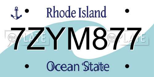 7ZYM877 Rhode Island License Plate