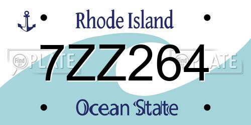 7ZZ264 Rhode Island License Plate