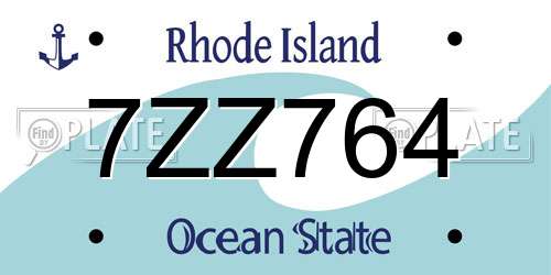 7ZZ764 Rhode Island License Plate