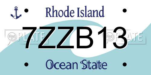 7ZZB13 Rhode Island License Plate