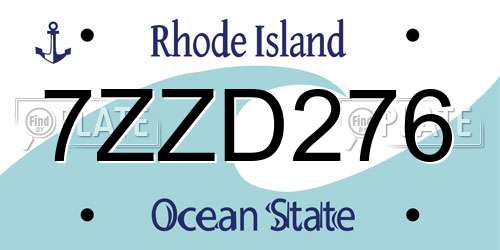 7ZZD276 Rhode Island License Plate