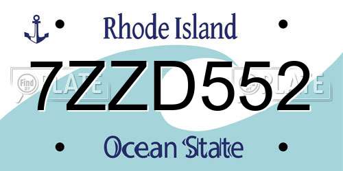 7ZZD552 Rhode Island License Plate