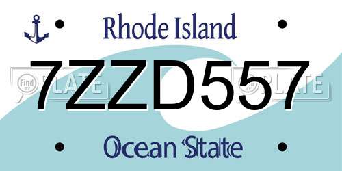 7ZZD557 Rhode Island License Plate