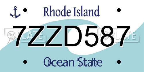 7ZZD587 Rhode Island License Plate
