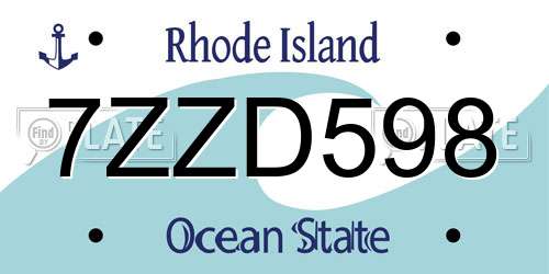 7ZZD598 Rhode Island License Plate