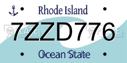 7ZZD776 Rhode Island License Plate