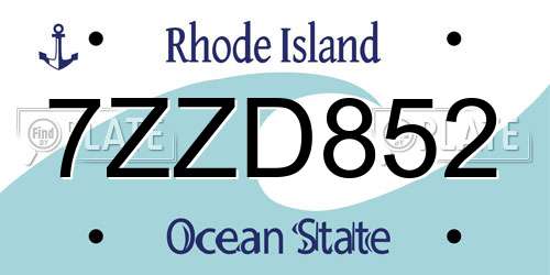 7ZZD852 Rhode Island License Plate