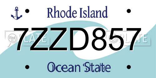 7ZZD857 Rhode Island License Plate