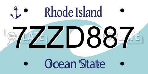7ZZD887 Rhode Island License Plate