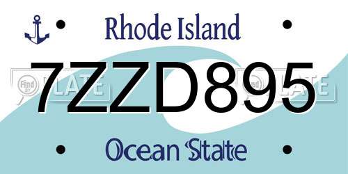 7ZZD895 Rhode Island License Plate