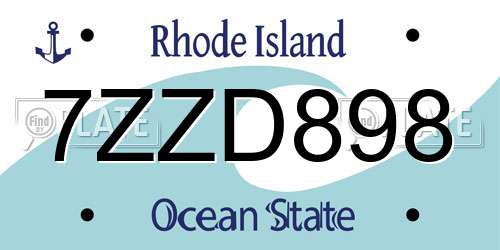 7ZZD898 Rhode Island License Plate