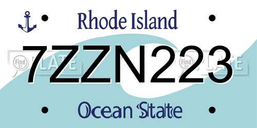 7ZZN223 Rhode Island License Plate
