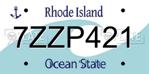7ZZP421 Rhode Island License Plate