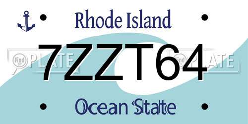 7ZZT64 Rhode Island License Plate
