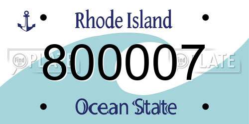 800007 Rhode Island License Plate