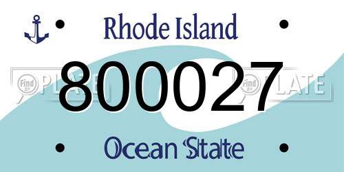 800027 Rhode Island License Plate