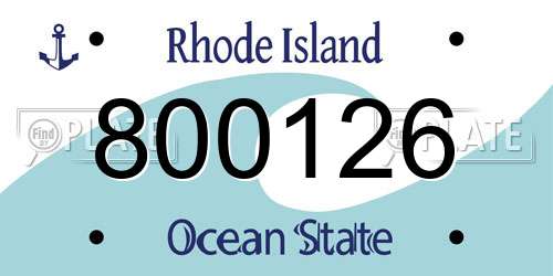 800126 Rhode Island License Plate