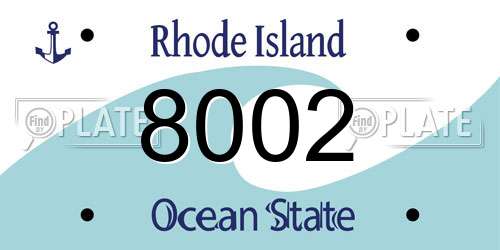 8002 Rhode Island License Plate