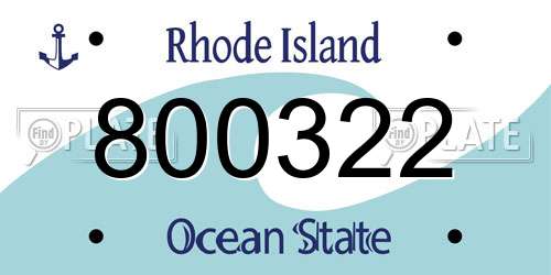 800322 Rhode Island License Plate