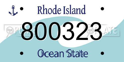 800323 Rhode Island License Plate