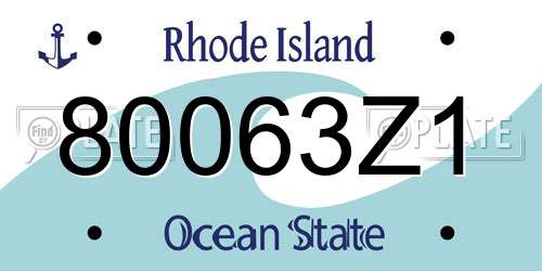 80063Z1 Rhode Island License Plate
