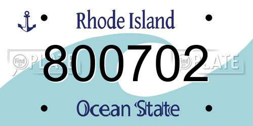 800702 Rhode Island License Plate