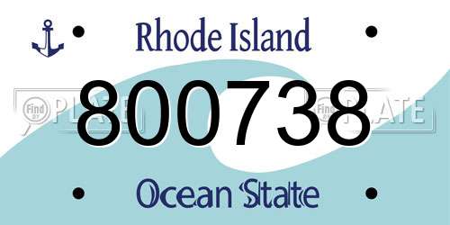 800738 Rhode Island License Plate