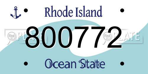800772 Rhode Island License Plate
