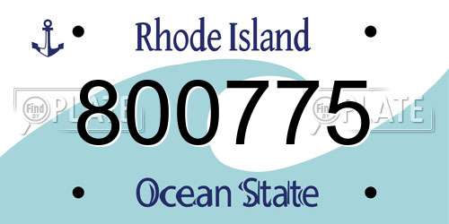 800775 Rhode Island License Plate