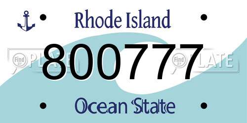 800777 Rhode Island License Plate